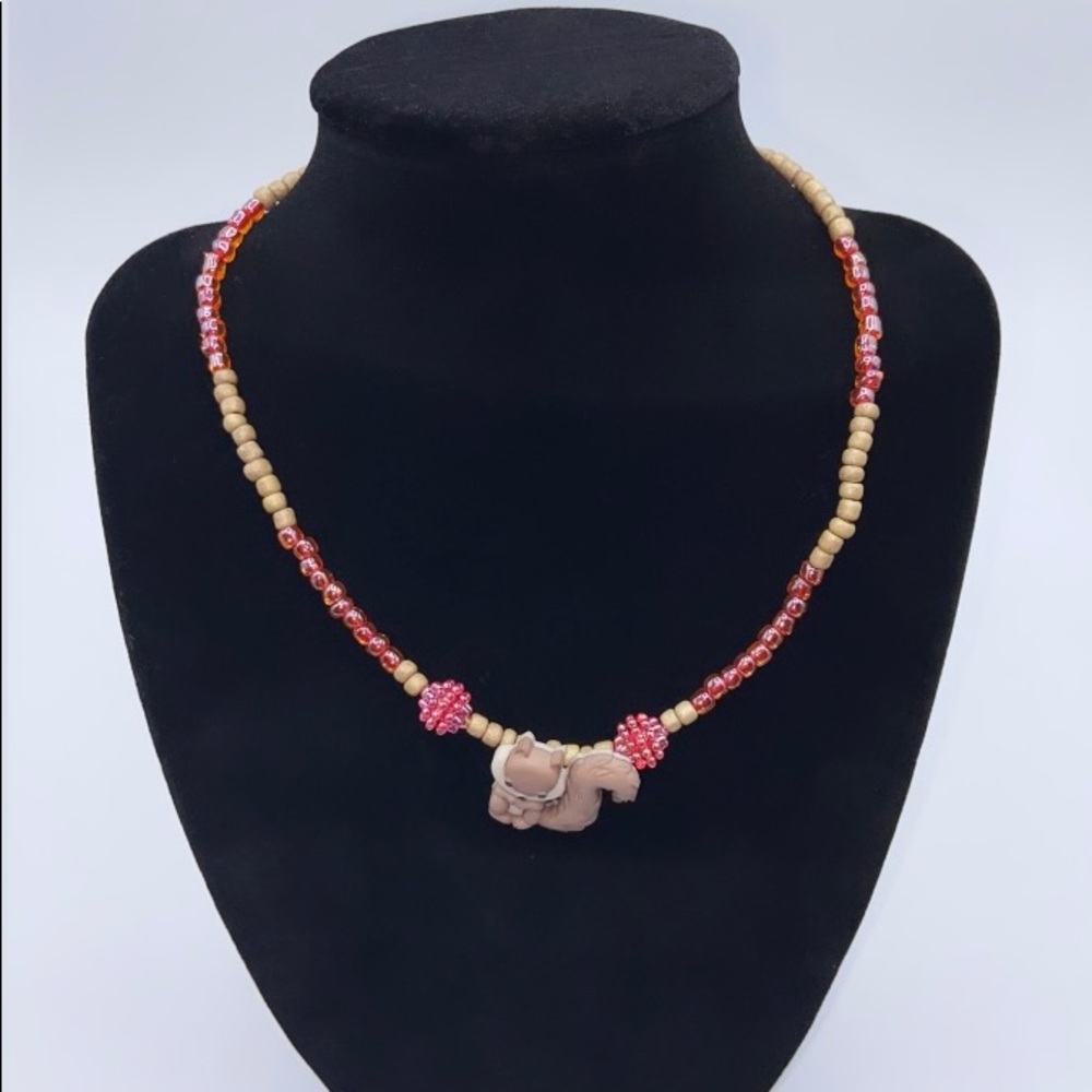 Children’s Squirrel Seed Bead Necklace & Bracelet Jewelry Set
